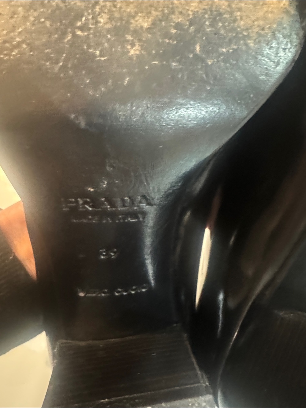 Prada Black Patent Leather Pointed Toe Mid Block Heel Pumps - Picture 13 of 17